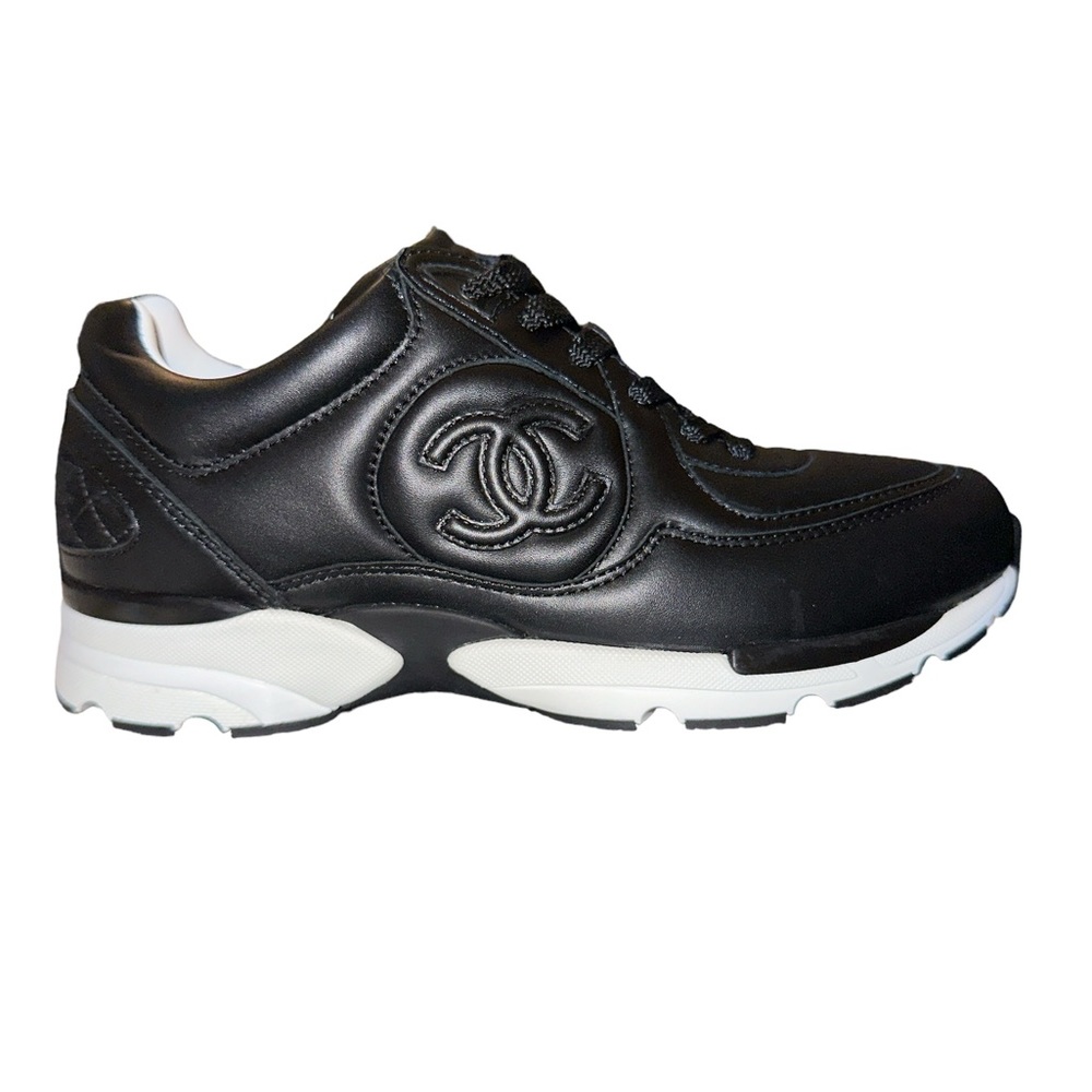 Chanel Trainers Sneakers Black Leather G45333 23k size 36 RARE